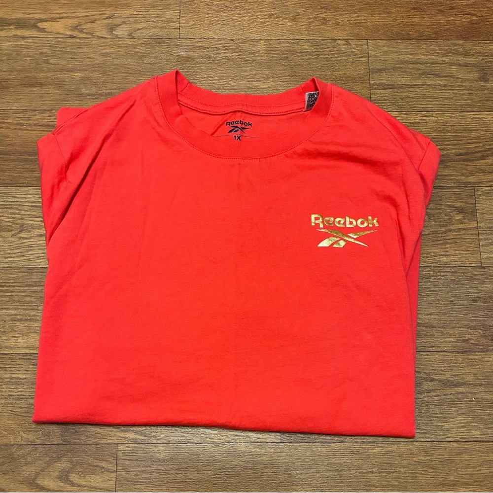 Women’s Reebok Bold Orange Tee with Gold Logo Size 1X 16 Wide